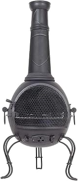 La Hacienda Murcia XL Steel Chimenea BBQ Grill 136cm Black Patio Heater view 1