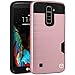 LG K10 Case, LG Premier LTE Case, mp-Mall [Shock Absorbent] [Card Slot] Armor Hybrid Defender Rugged Protective Cover Case for LG K10/ LG Premier LTE (Rose Gold)