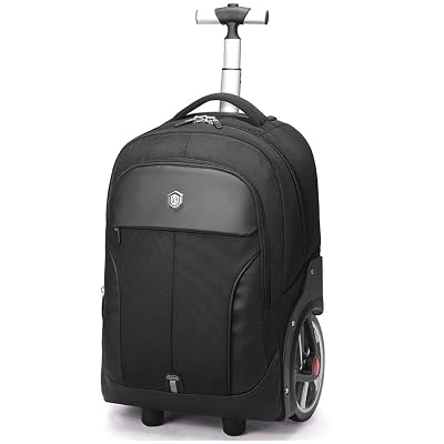 aoking rolling travel backpack large wheeled rucksack laptop Trolley Black SLN69569 22inch) Trolley Large Backpack With Wheels