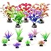 KIBUN 16 Piece Set Aquarium Decor Fish Tank Decoration Ornament Artificial Purple/Navy/Green/Red Plastic Plant (16 Piece Type I)thumb 3