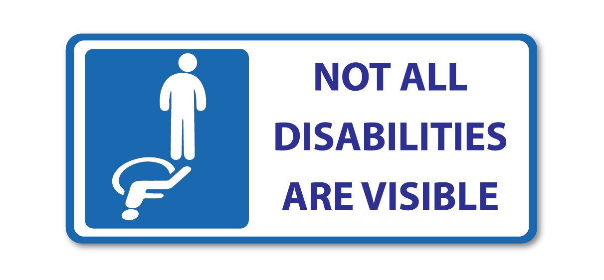 NOT ALL DISABILITIES ARE VISIBLE STICKER, STICKERS 200mm by 90mm