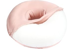 BNRendles Satin Ear Piercing Pillow Removable Cover Luxury Cnh Pillow with Ear Holes for Ear Pain Side Sleepers Washable Large Donut Pillows Head Neck Support Coral