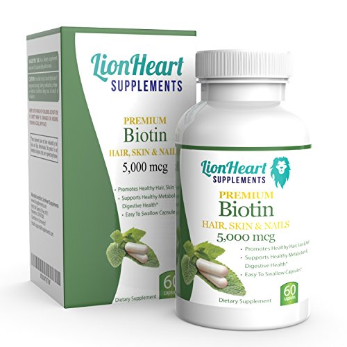 Biotin Hair Growth Stronger & Thicker Hair 60 Capsules (Full 2 Month Supply) 5,000mcg Potent Vitamin B7 Easy to Swallow For Hair Loss - Supports the Growth of Healthy Nails & Glowing Skin For Women