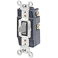 Leviton 1256 15 Amp, 120/277 Volt, Toggle Double-Throw Ctr-OFF Momentary Contact Single-Pole AC Quiet Switch, Extra Heavy Duty Spec Grade, Grounding, Back & Side Wired, Gray