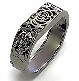 BSI Elegant New Titanium Black Metal Replacement Jewelry Bracelet With Unique Flowers Design Titanium Black Metal Housing For Fitbit Flex Wireless Activity Tracker Wristband Fitness Smart Band