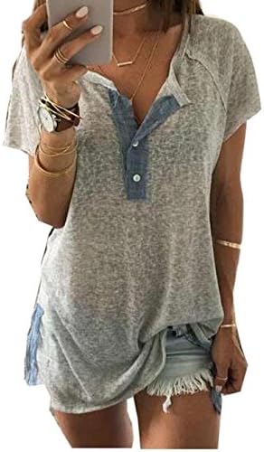 RANTA 2019 Women's Summer T-Shirt, Round Neck Short Sleeve Patchwork Leisure Split Sewing Shirt Tops