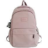 Aesthetic Backpack Cute Backpack for School College Backpack Large Capacity Bookbags for Girls Women Students Casual Travel Daypacks Solid Color(Pink)
