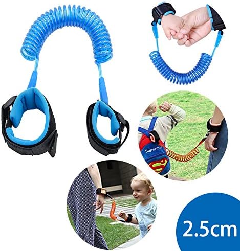 KPACO Baby Child Anti Lost Safety Wrist Link Harness Strap Safe Skin Friendly Rope Leash Walking Hand Belt Band Wristband Wrist Link for Toddlers, Babies and Kids (2.5m/8.2ft Blue)
