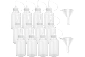 Hulless 12 Pcs 1 Ounce Needle Tip Glue Bottle 30ml Plastic Dropper Bottles for Small Gluing Projects, Paper Quilling DIY Craft, Acrylic Painting, White Lid