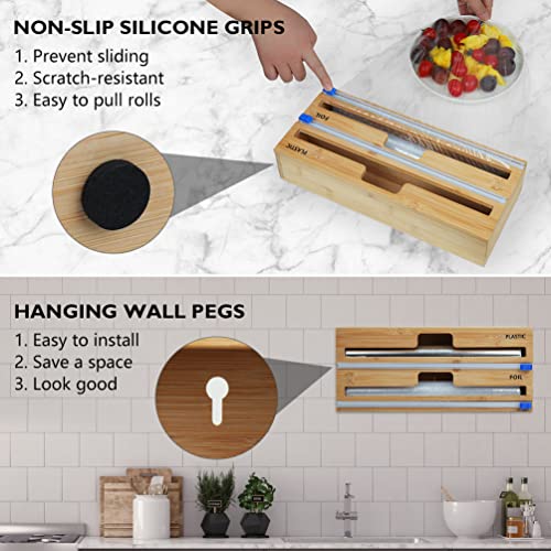 Foil and Plastic Wrap Organizer, 2 in 1 Plastic Wrap Dispenser with