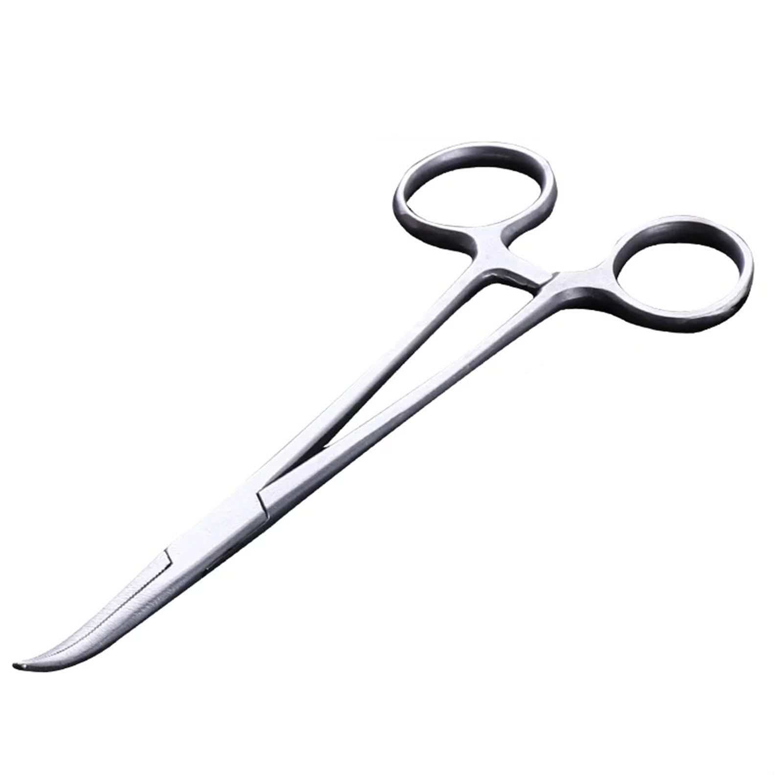 WUWYOUWL Hemostat Forceps, Stainless Steel Dog Cat Pet Scissors Ear Hair Clamp Fishing Scissors Tools (18cm Bent)