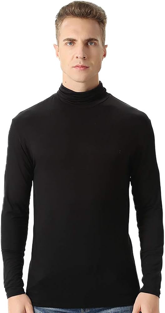 URYY Men's Slim Fit Soft Turtleneck Long Sleeve Thermal Undershirts
