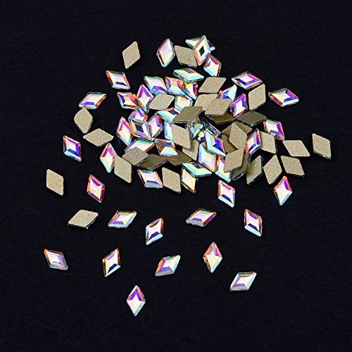100pcs Mix 3 Sizes Crystal AB Flat Back Nail Rhombus Foiled Diamond Shape Rhinestone Nail Art Stones and Charms Supplies - Thumbnail 4