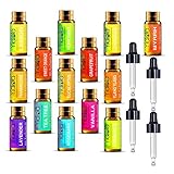 YIDIOLA Top 14 Essential Oils Set - 100% Pure Therapeutic Grade Essential Oils w/ 4 Glass Droppers, Lavender, Frankincense, Peppermint, Eucalyptus, Tea Tree, Rosemary, Lemon, Lemongrass and more