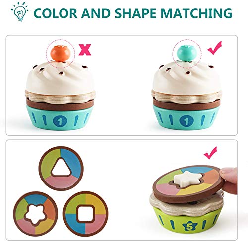 TOP BRIGHT Cupcake-Spiel Rollenspiel-Set - Cupcake Kinder-Spielzeug aus Holz für Kinder von 3-6 - inkl. Spatel, Kekse… – Bild 3