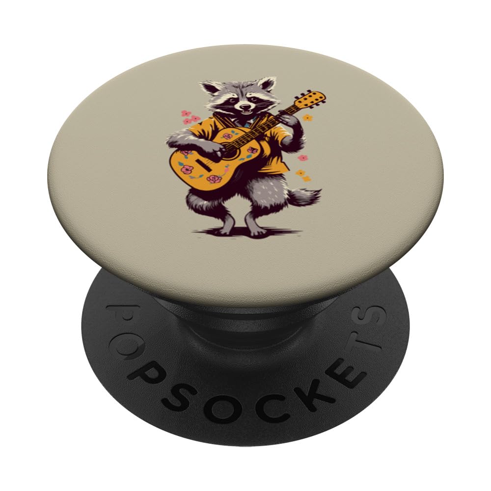 Dancing Bluegrass Raccoon Fun Guitar Cottagecore PopSockets Swappable PopGrip