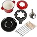 VonShef Fondue Set with 6 Forks Stylish Cast Iron Porcelain Enamel Pot Makes All Styles of Fondue Such as Cheese and Chocolate 63 fl oz Capacity 12pc Set Red