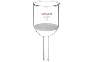 StonyLab Borosilicate Glass Buchner Filtering Funnel with Fine Frit(G3), 76mm Inner-Diameter, 80mm Depth (250ml)