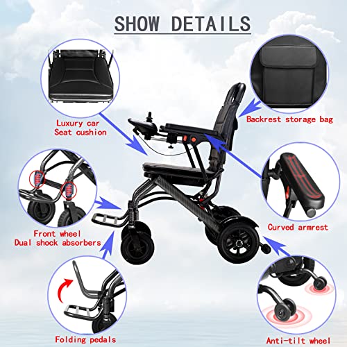 Eozbrr Electric Wheelchairs for Adults, it Weighs only 30 lbs Lightweight Folding Motorized