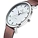 Tonnier Super Slim Quartz Casual Wristwatch Business Brown Genuine Leather Analog Men's Watch