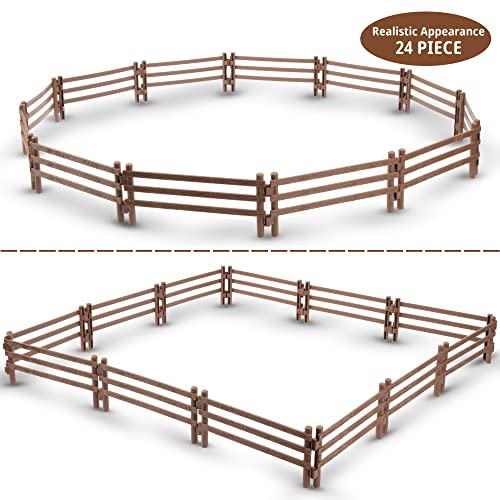 Toymany 24PCS Horse Corral Fencing Accessories Playset, Plastic Fence