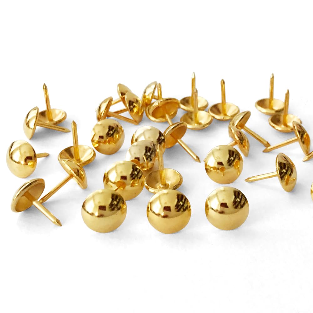 Let's Decorate 500pcs a lot: D11mmxL17mm Gold Color Sofa Upholstery Tacks Wooden Furniture Decorative Tacks Hobnail Thumb Nails Home DIY Upholstery Nails (Gold)