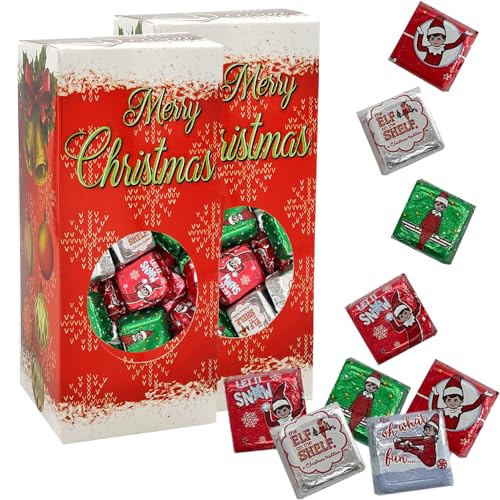 FRUIDLES CHRISTMAS ELF ON THE SHELF, MILK CHOCOLATE, PARTY BAG FILLERS, INDIVIDUALLY WRAPPED FOILS IN GIFT-BOX (2 POUNDS) 2 PACK
