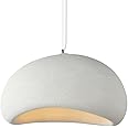 JAYMP 40cm Modern Pendant Light for Dining Room Kitchen Island Hallway Restaurant Hanging Lamp E26 Base Japanese Wabi-Sabi Style Bird Nest Shape Lighting Fixture (Matte White,B Shape, 40cm/15.7inch)