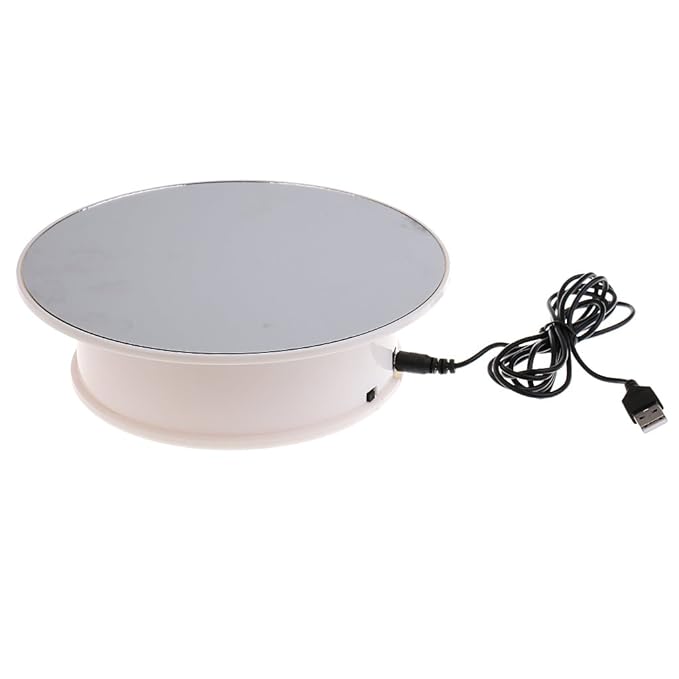 Sharplace 360° Elektrischer Drehteller Präsentierteller Drehbühne Schmuck Uhren Stand - Spiegel Oben Weiße Basis