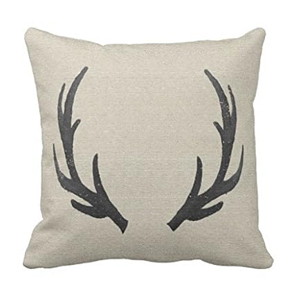 Black Deer Antlers Pillow Case 24 24 Amazon Co Uk Kitchen Home
