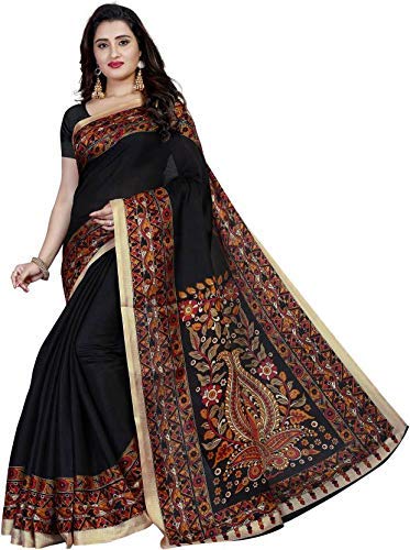 Women's Bhagalpuri Khadi Saree With Blouse Piece (NAIN2_Black)