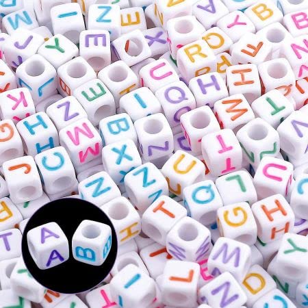 RK Beauty 390 pcs Cube Acrylic Alphabet Letter Beads 15 of Each Letter A-Z 6mm 3mm Hole. for Charm Beading Art & Craft Bracelets
