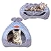 Cat Tent, 2-in-1 Pet Bed House,laamei Self- Warming Cat Kitten Puppy Cave Basket with Removable Cushion Cover Two Way Conversion Triangle Cat Bed House Large Grey 15 * 15 inches