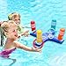 Inflatable Ring Toss Game Floating Swimming Ring with 4 Pcs Inflatable Rings for Multiplayer Water Pool Game Kid Family Pools Toys & Water Fun Outdoor Play Game Party Favors