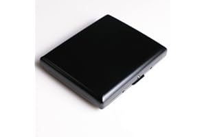 EYIDADAE Metal Cigarette Case - Ladies and Men, Portable Double Sided Spring Clip, Holds 18-20 100mm Cigarettes (Black)