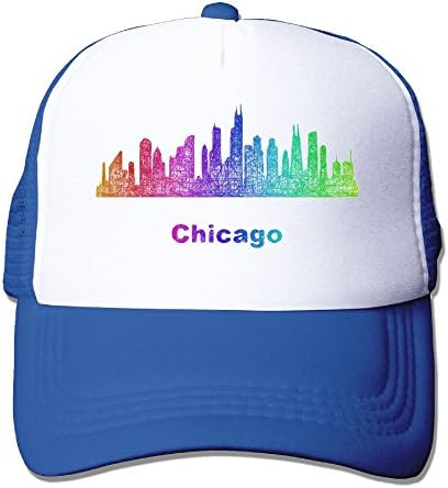 Anraglan Rainbow Chicago Skyline Unisex Baseball Trucker Hat Cap Royalblue
