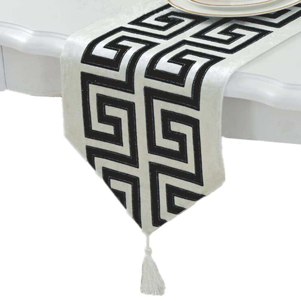 Best table runner jacquard black