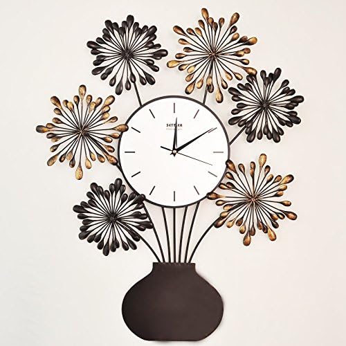 Ling @ Large Antique Vase Wall Clock Stylish Creative Art Clocks Clock Family Hang Table Mute