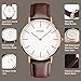KIDPER Mens Wrist Watch,Minimalist Brown Leather Band Analog Quartz Watch,Classic Casual Dress Watches for Men