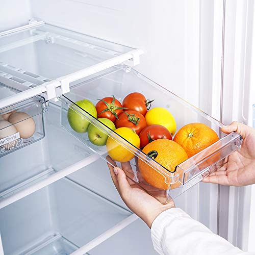 HapiLeap Fridge Drawer Organizer, Unique Design Pull Out Bins, Fridge