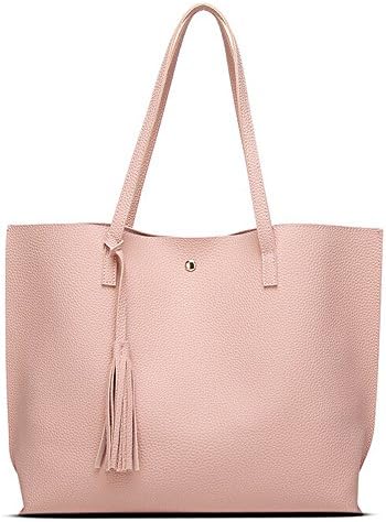 Clearance! Nevera Women Ladies Leather Large Shoulder Bag Tote Purse Travel Bags (Z-Pink)