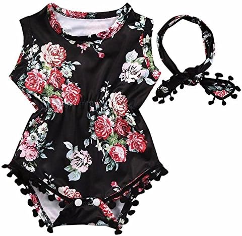 Baby Girl Romper With Headband Newborn Sleeveless Jumpsuit Set Bodysuit