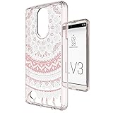 LG Aristo / Phoenix 3 / Fortune Case / K8 2017 Clear Case with HD Screen Protector,AnoKe[Scratch Resistant]Mandala Flower Hard Cover With TPU Rubber Bumper Hybrid Slim For LG LV3 CH TM Rose Gold