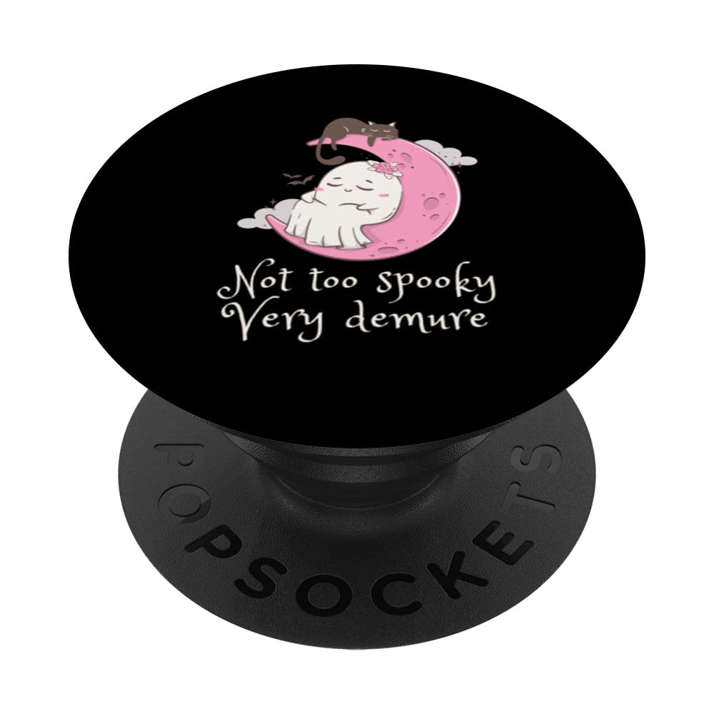 Cute Groovy Ghost Cat Not Too Spooky Very Demure Halloween PopSockets Swappable PopGrip