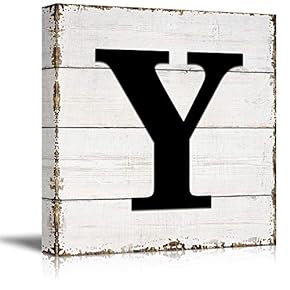 wall26 Canvas Wall Art English Letter Wood Background...