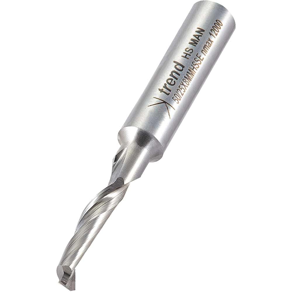 Trend Professional Helical Plunge Cutter, 8mm Shank, 5mm Cut Diameter & 18mm Cut Length, High Speed Steel, 50/25X8MMHSSE