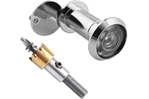 Tahikem Door Viewer Peephole, Door Viewers with 0.63inch/16mm Drill Bit Kit, Fits 1-3/8" to 2-1/4" Front Door, 200 Degree Wide Angle Peep Eye Hole, Anti Peeping Reverse Covers - Polished Silver