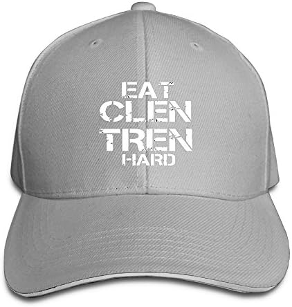 JZNEW Eat CLEN TREN Hard Running Unisex Peaked Cap Baseball Hat Ash