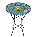 Teamson Home Handpainted Peacock Fusion Glass Solar Birdbath Bowl Feeder with LED Light for Outdoor Patio Garden Backyard Decking, 21 Inch Height, Blue/Green