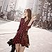 Daxin Lady Retro Long Sleeve Red Plaid Lapel V Neck Skirt Belted Casual Shirt Dress